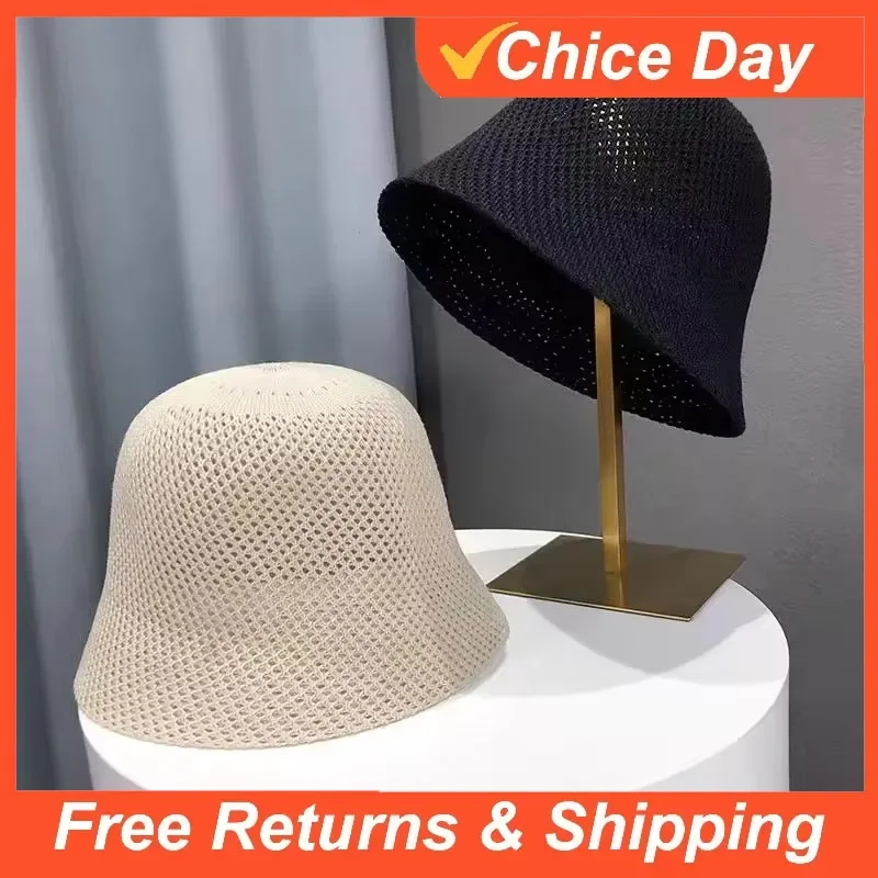 Bucket Hats Woman Summer Hollow Out Thin Sun Protection Hat Outdoor Fold Panama Sun Hat Amagi