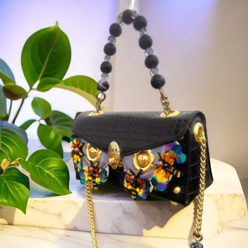 

Черная сумка для мобильного телефона, новая мини-мессенджер ручной работы для тяжелой промышленности, женская сумка-мессенджер с совой, изысканная высококачественная модная тенденция, индивидуальность