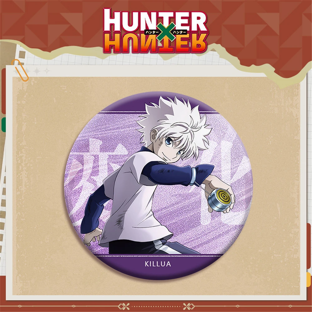58mm 애니메이션 HUNTER×HUNTER GON FREECSS Killua Zoldyck Feitan Pōtoo 코스프레 의상 배지 핀 SPTE Tinplate Brooch Prop Xmas Gift