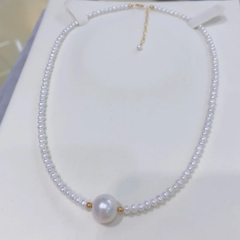 SGARIT 3-4 مللي متر اديسون لؤلؤ المياه العذبة القلائد 13-14 مللي متر 14K الذهب معبأ القلائد مجوهرات هدية 2025 الوافدين الجدد #3