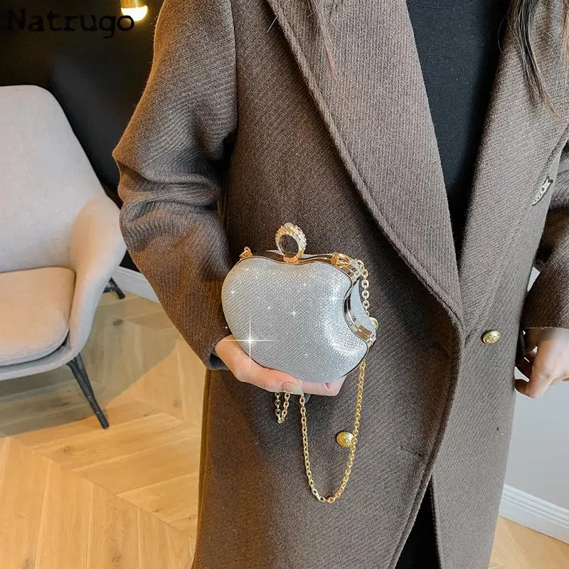 Mini Apple Shape Party Hand Grab Evening Bag 2024 New Hot Sale Party Crossbody Bag For Women Cute Ladies Chain Bag