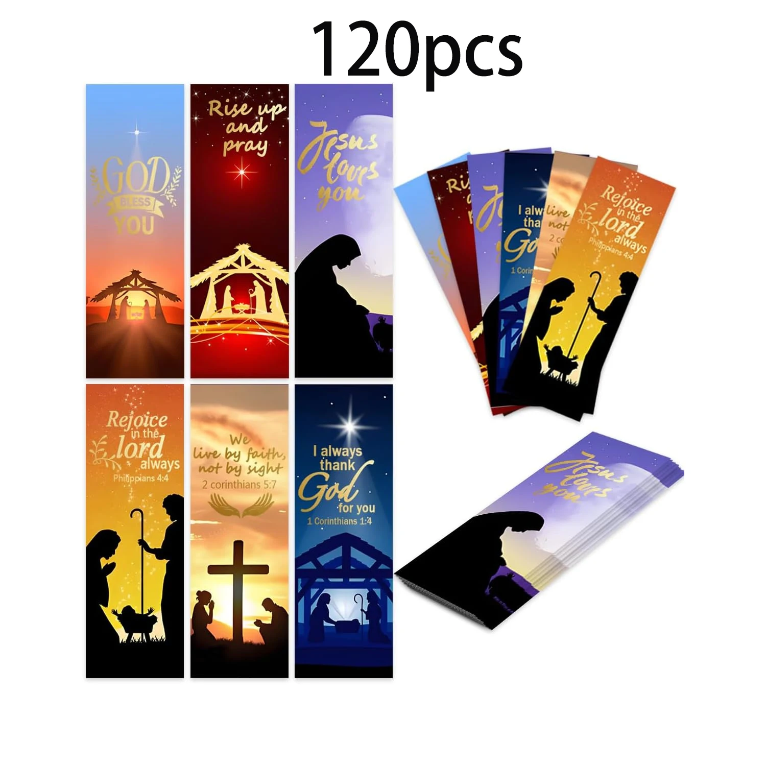 Christmas Bookmarks Christian Bookmarks Religious Jesus Bookmarks Golden Foil Religious Nativity Bookmarks for Xmas Christian