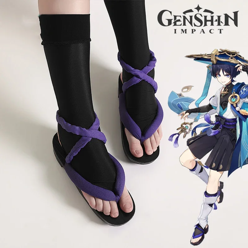 

New Game Genshin Impact Wanderer Balladeer Cosplay Shoes Scaramouche Clogs Unisex Adult Halloween Carnival Costume Prop