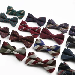 Men's Fashion Polyester Bowtie Novelty Design Striped Flower Jacquard Bowknot Formal Male Butterfly Business Wedding Accessory