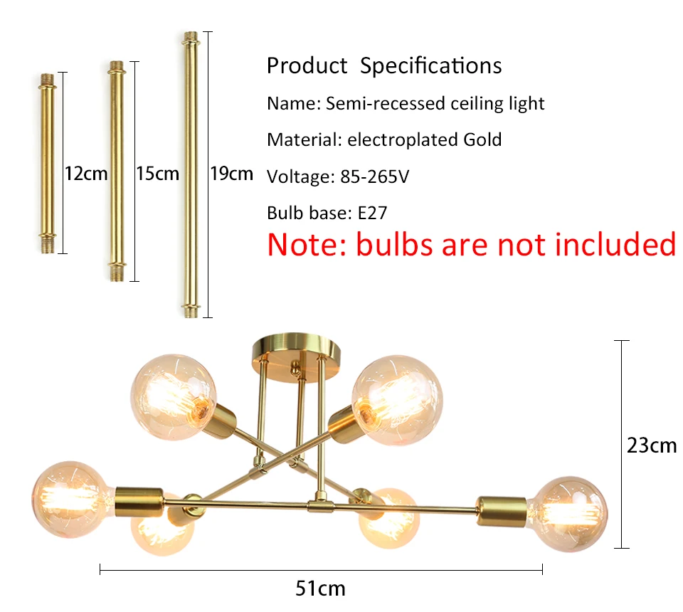 Modern LED Ceiling Lamp Loft Industrial Black/Golden LED Ceiling Lights Nordic Minimalist Living Room Ceiling Lamps Fixture