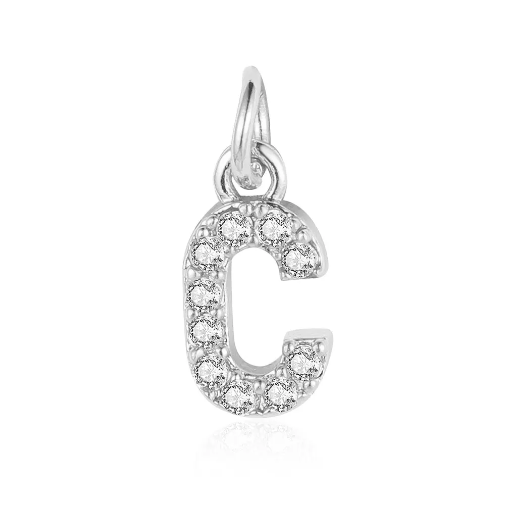 3pcs/Lot Initial Name Alphabet Copper Cubic Zirconia Charm Wholesale Women Letter Pendant For Bracelet Necklace Earring Making