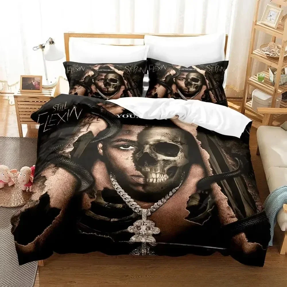 3D Print YoungBoy Never Broke Again Bedding Set Duvet Cover Bed Set Quilt Cover Pillowcase Comforter king Queen Size Boys Adult