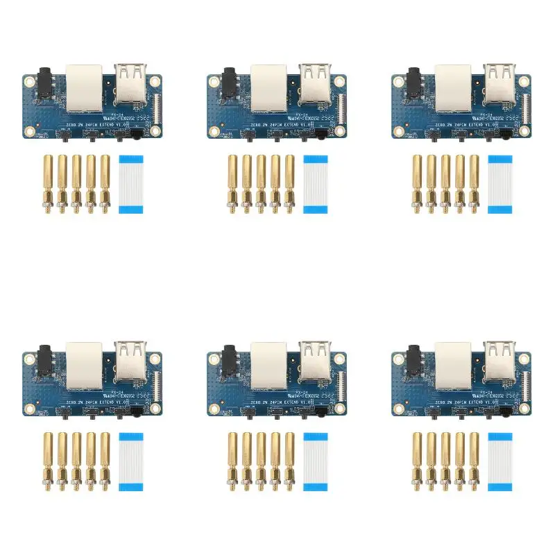 6Pack X(Expansion Board Interface Board for Zero 2 W 100M Network Port USB 2.0 Analog Audio Video