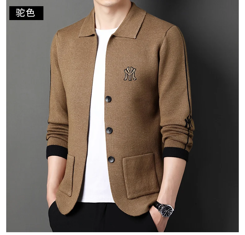 

2025 Spring and Autumn Casual Knitted Cardigan Jacket for Men New Trendy and Versatile Outerwear Sweater Men's Upper Clothing