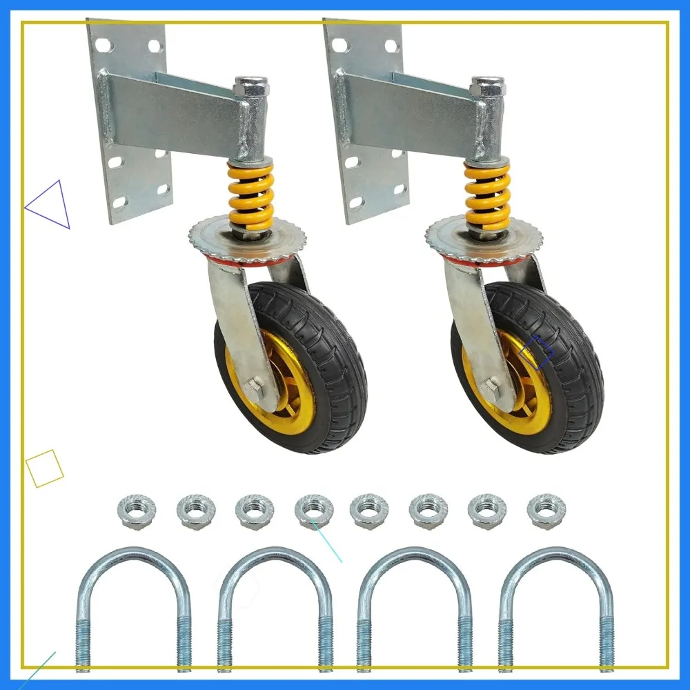 

6" Gate Caster Wheels for Metal Swing Tube & Wood Fence, 360° Swivel Spring-Loaded, 600 lbs Capacity, 2 Pack