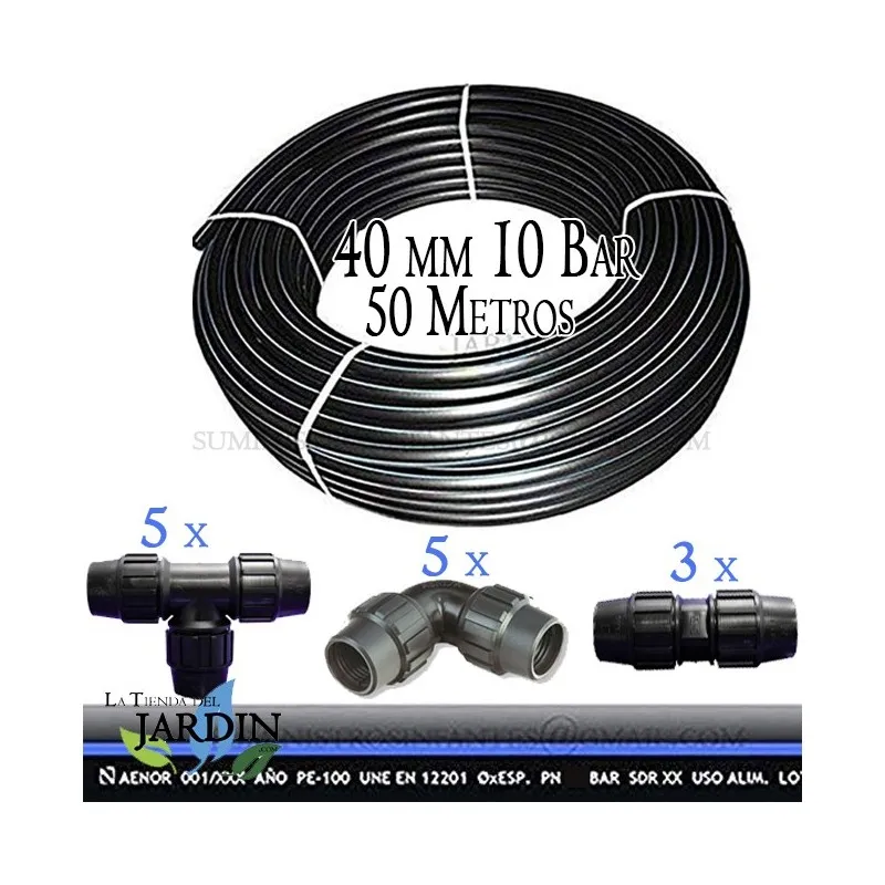 40mm 10 bar 50 m food PE100 pipe Pack + accessories