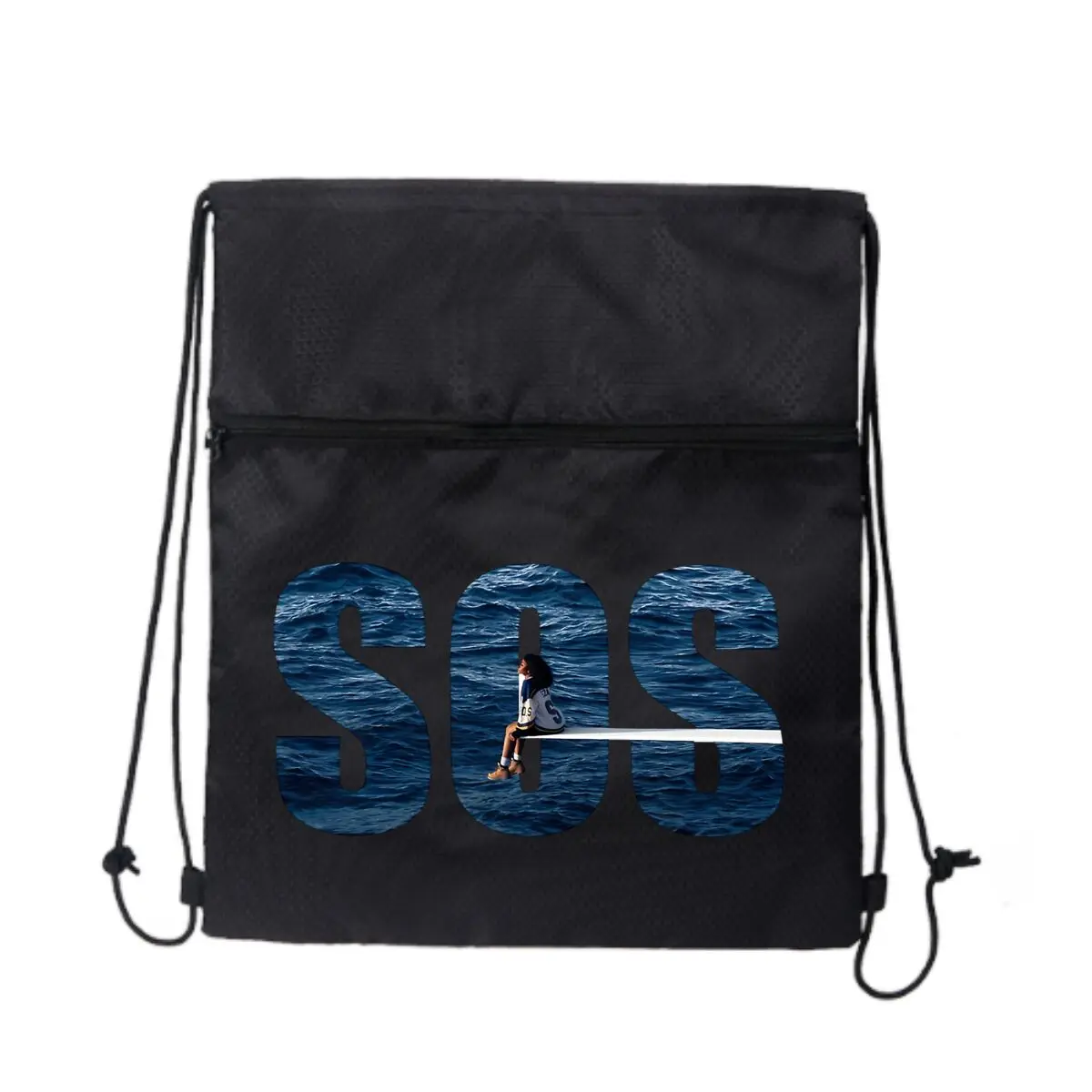 

SOS Bold Letters Blue Base Модный рюкзак на шнурке Портативный дорожный рюкзак