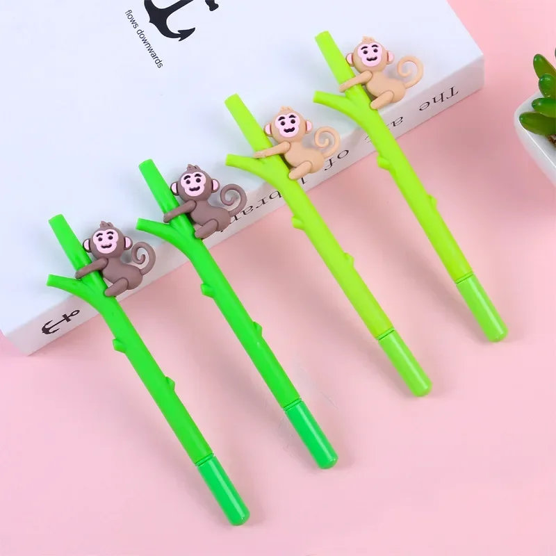 50PCS Creative Stationery Cute Cartoon Monkey Climbing Trees Gel Pen Animal 0.5mm Black Ball Pen Prizes Kawaii School Supplies
