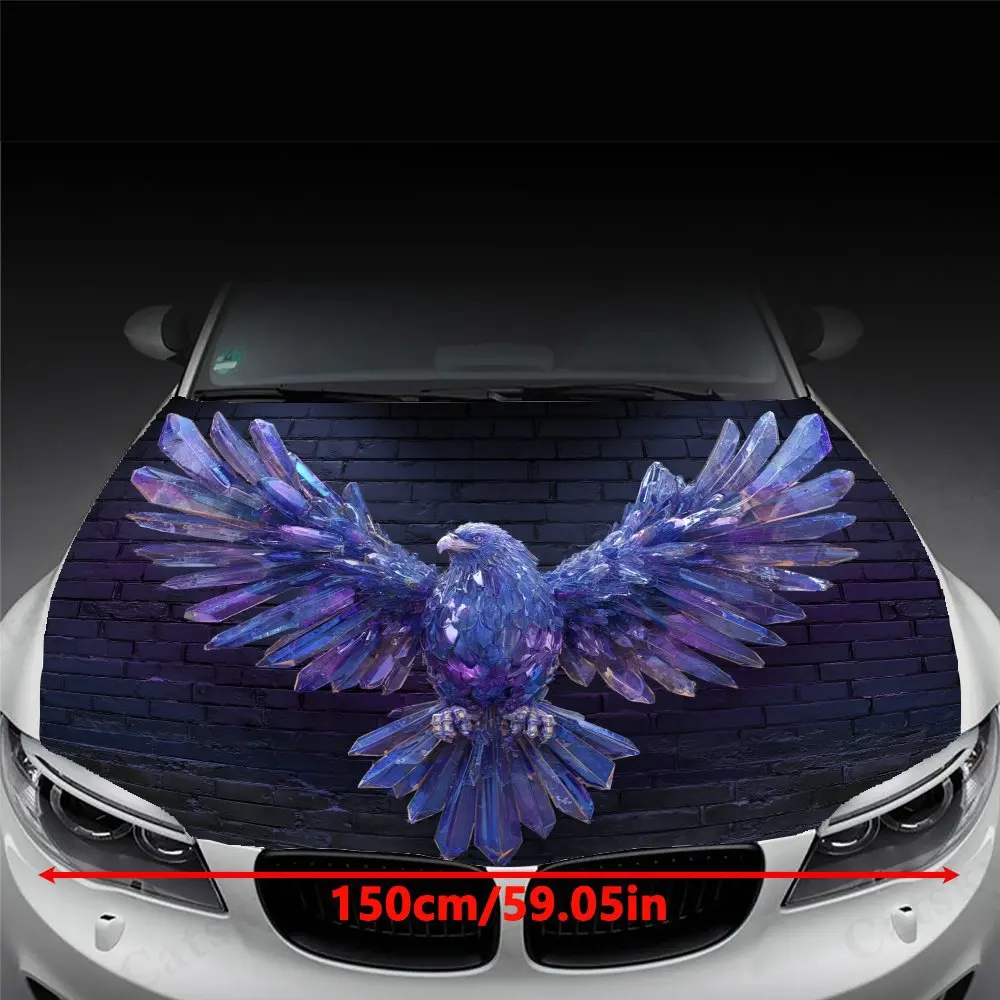 ملصق غطاء محرك السيارة على شكل نسر كريستالي رائع - ملصق لف فينيل PVC متين لمعظم المركبات، هدية مثالية لعشاق السيارات، فيسوا جريئة
