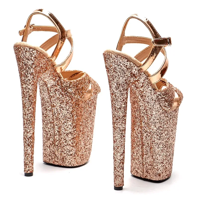 Women\'s 23CM/9inches Glitter Upper Plating Platform Sexy High Heels Sandals Pole Dance Shoes 053