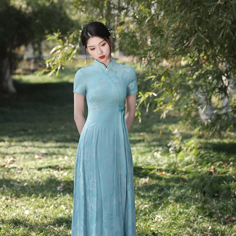 Yourqipao-Vestido largo de Ao Dai para mujer, ropa tradicional china mejorada, Qipao, primavera, 2023