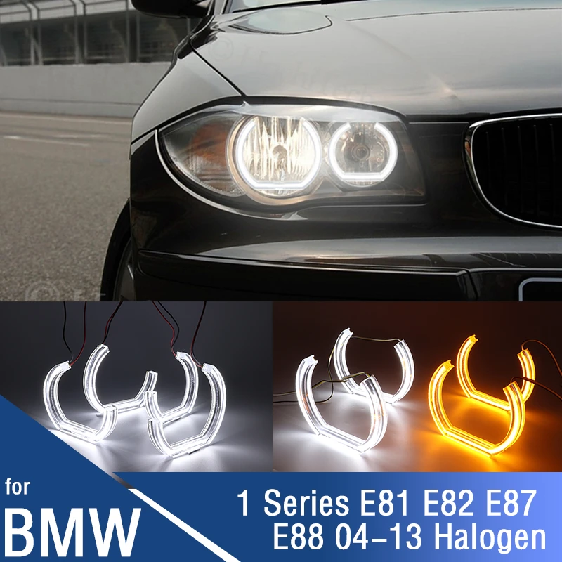 

for BMW 1 series E81 E82 E87 E88 116i 118i 120i 125i 128i 130i 135i 04-13 Switchback DTM Ice Crystal Angel Eyes White + Yellow