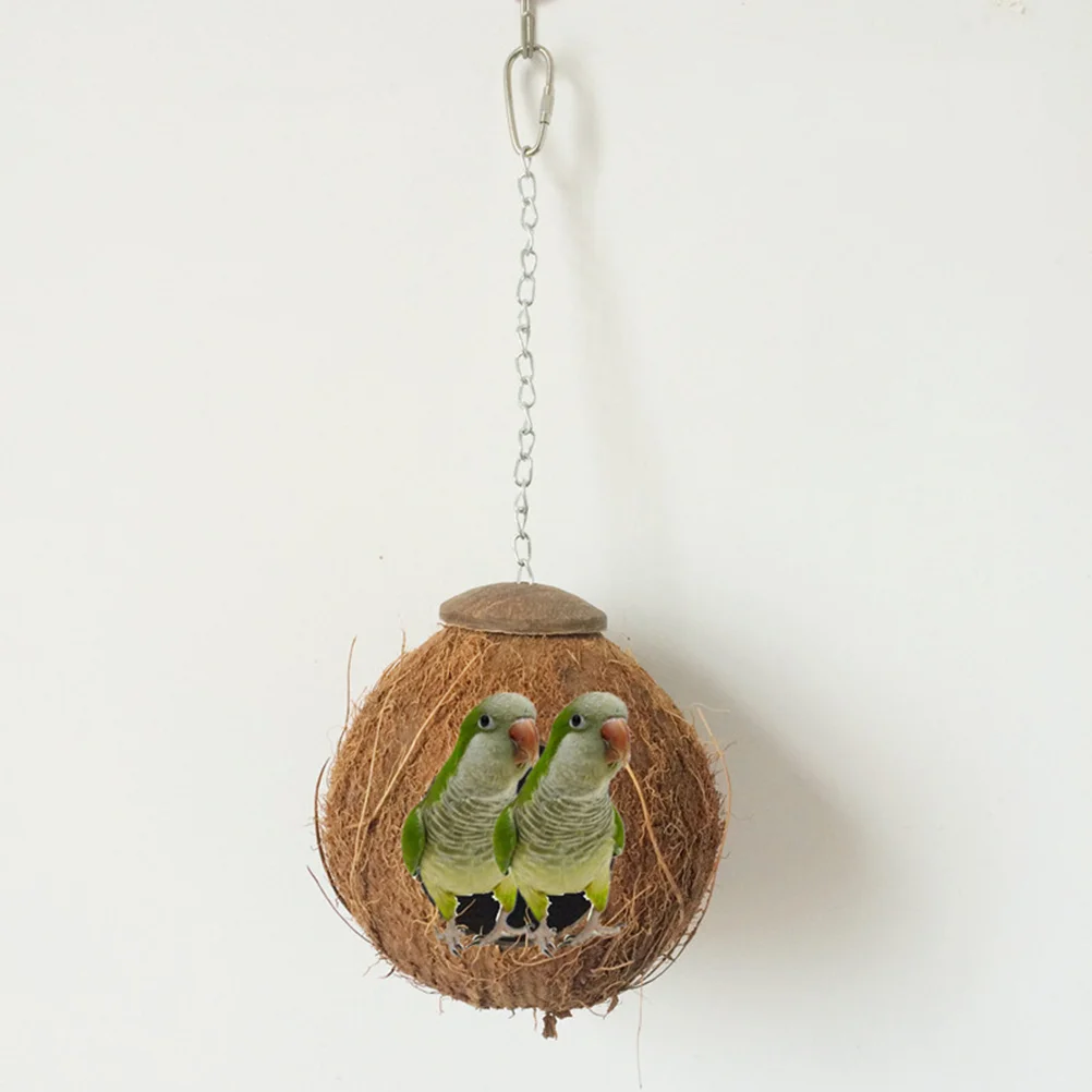 

1Pcs Nest for Parakeets Natural Coconut Shell Bird Nest Unpolished Warm Safe House for Small Pets Breeding Shelter