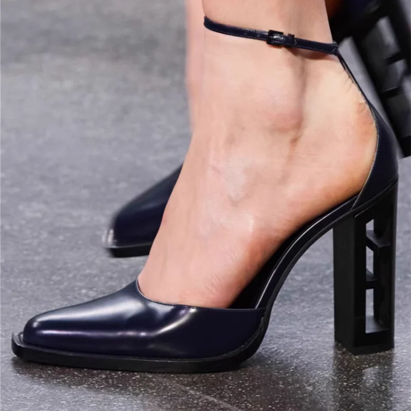 

2025New Brand designer hollow thick heel sandals women casual party naked buckle high heel women shoes Naked Platform High Heels