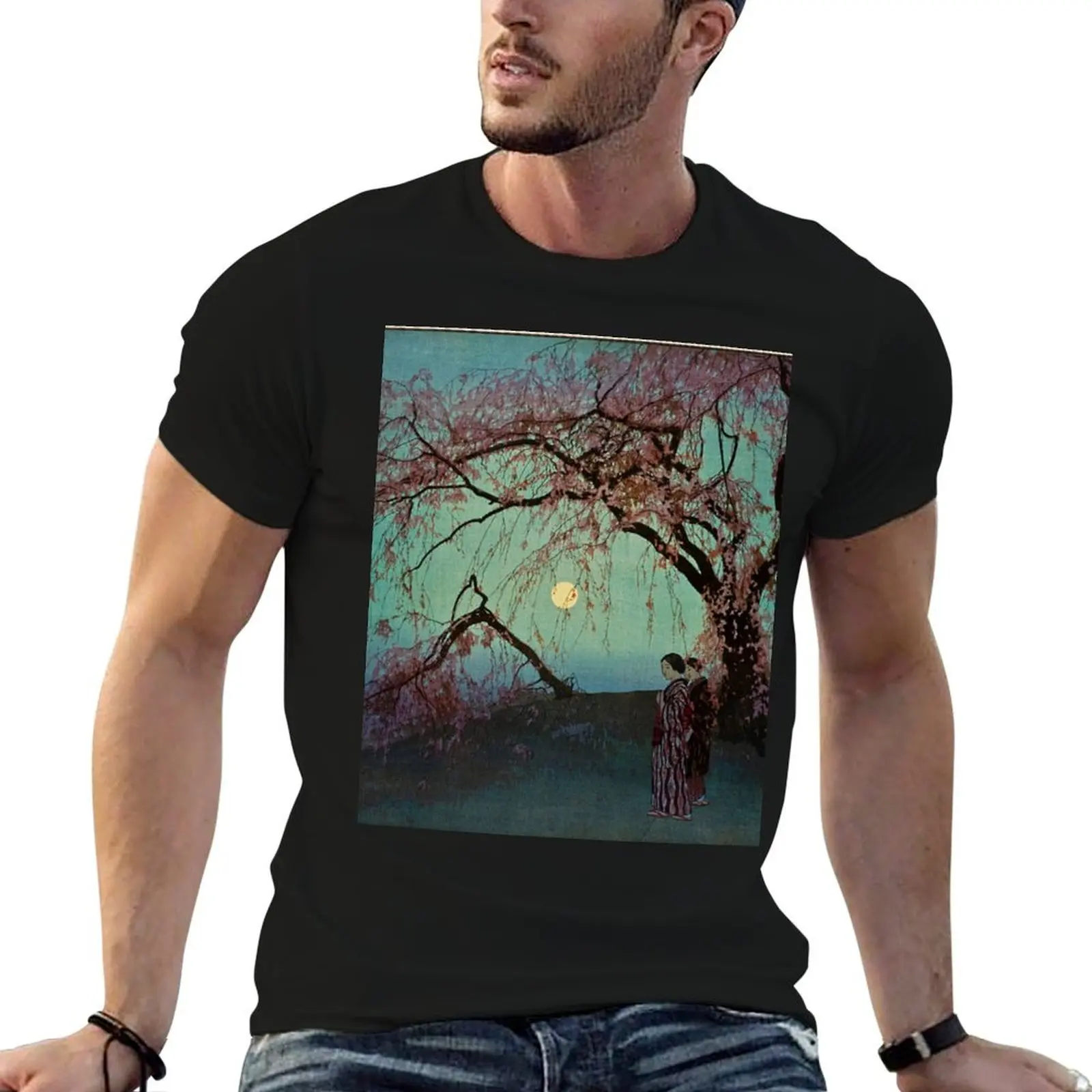 Kumoi Zakura, by Hiroshi Yoshida T-Shirt Fashion Simple Casual Tee Shirt