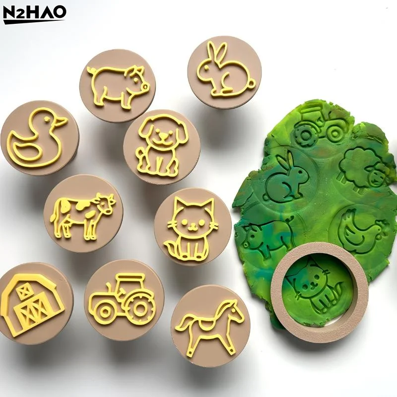 12pcs Clay Mold Set Animal Clay Stamp, For Soft Clay, Wax, Resin Crafts, Adaptable For Scrapbook, Card Making, Sealing Wax Stamp