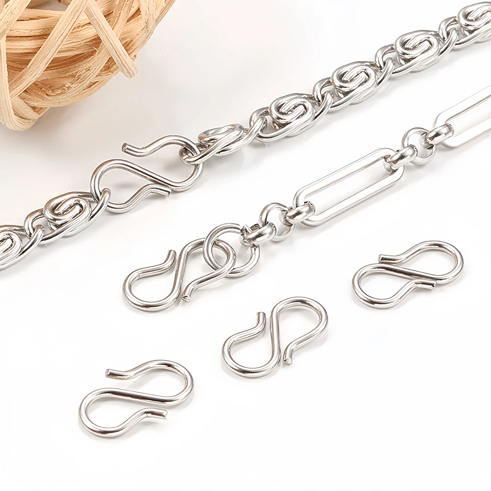 20/50Pcs Stainless Steel S W Shape End Clasp Connector DIY Necklace Bracelet Clasp Hooks for Jewelry Making Supplies Finding