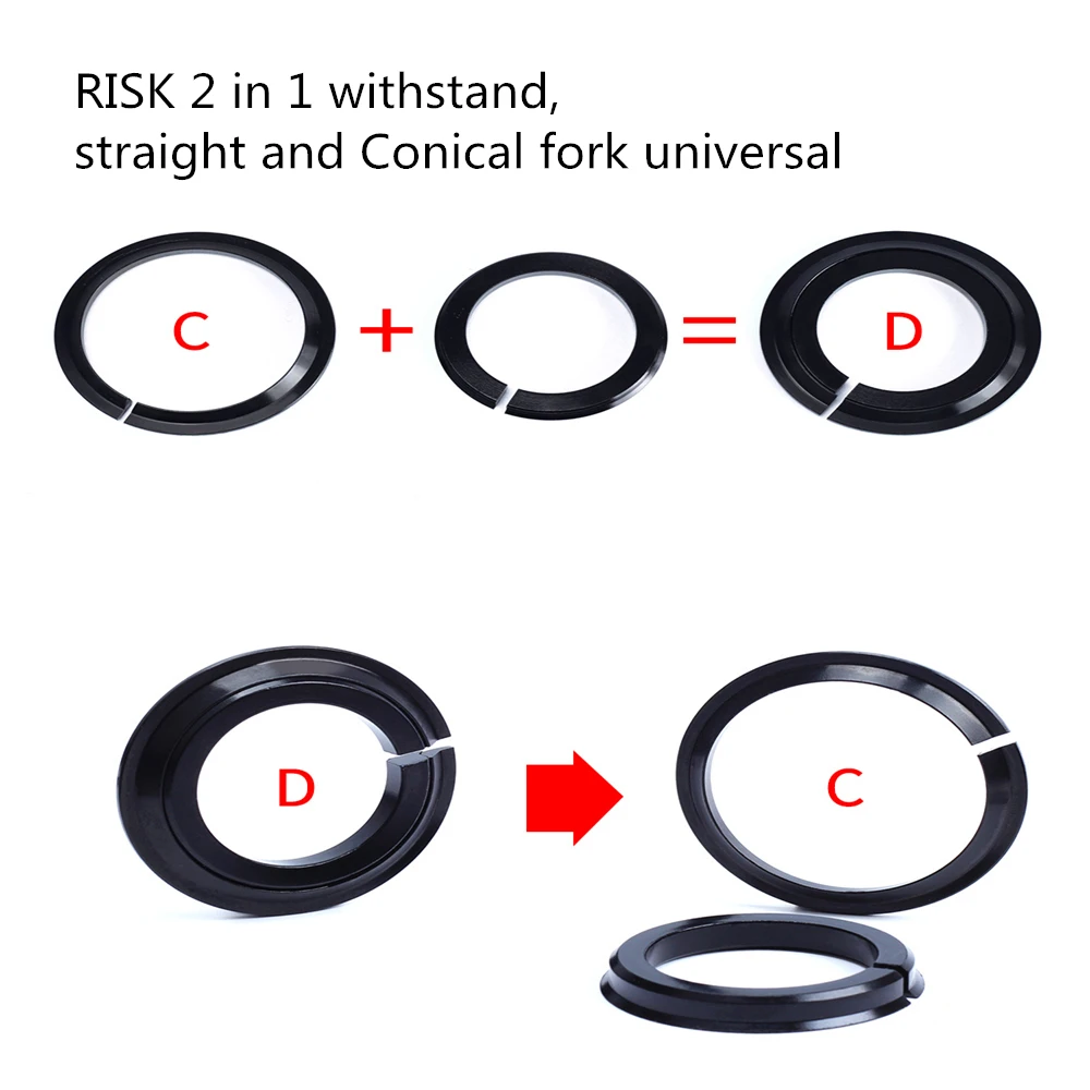 Risk 1.5 Inch Bike Headset Base Spacer Crown Race Washer 28.6mm Tapered Fork Straight Fork 45 Degree Bicycle Maintenance Parts