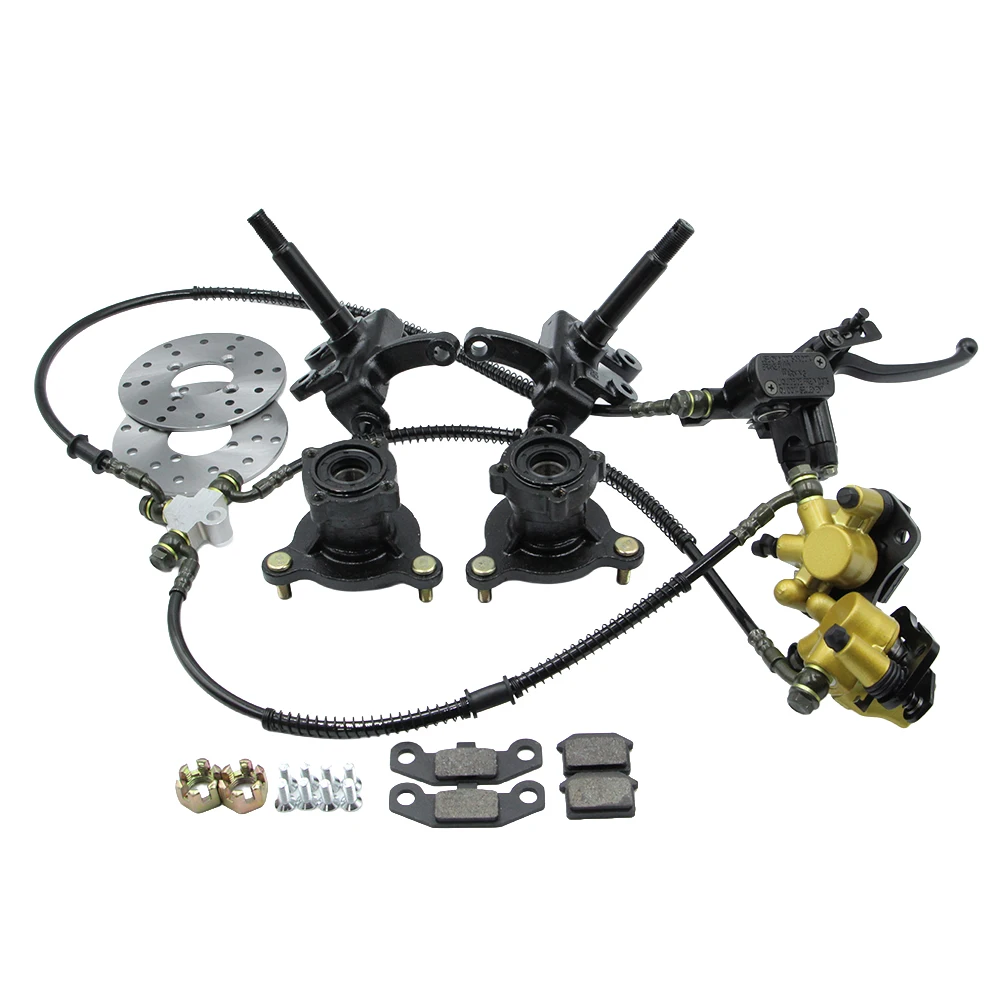 Front Hydraulic Brake Steering Strut Knuckle Spindles Wheel Hub Kit For DIY 110cc 125cc Electric ATV UTV Quad Go Kart Golf Buggy