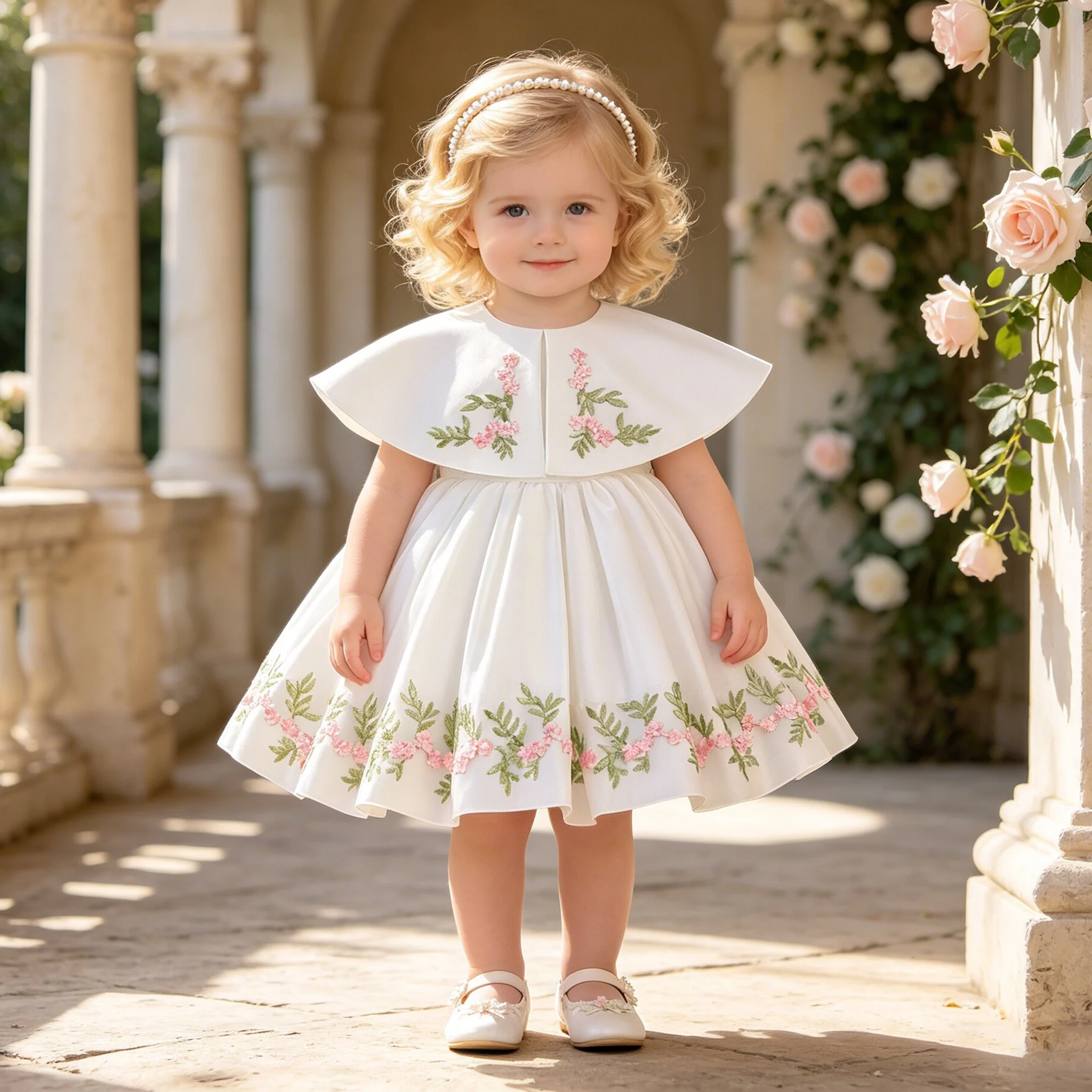 Kleinkind-Kleid mit Blumenmuster für Taufe, Party, Mädchen, elegante Schleife, 1. Geburtstag, Hochzeit, Prinzessin, Ballkleid für Mädchen, Brautjungfern, Abendkleid