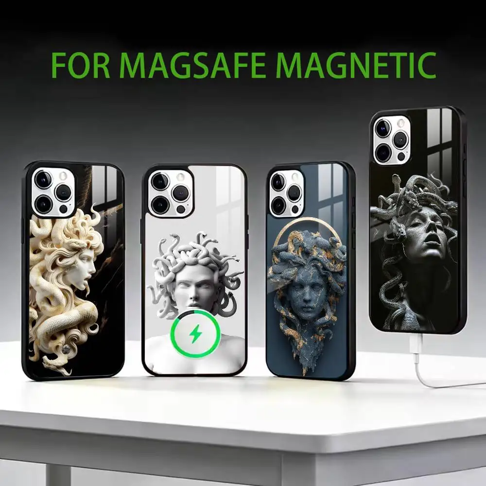 

M-Medusa G-Greek Mythology Phone Case For iPhone17,16,15,14,13,12,11 Plus,Pro Max Magnetic For Magsafe Wireless Charging