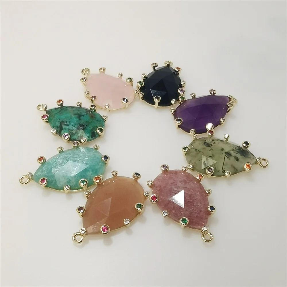 

FUWO 1Pcs Natural Water Drop Cubic Zircon Crystal Pendant,High Quality Semi Precious Stone Accessories For Necklace Making PD480