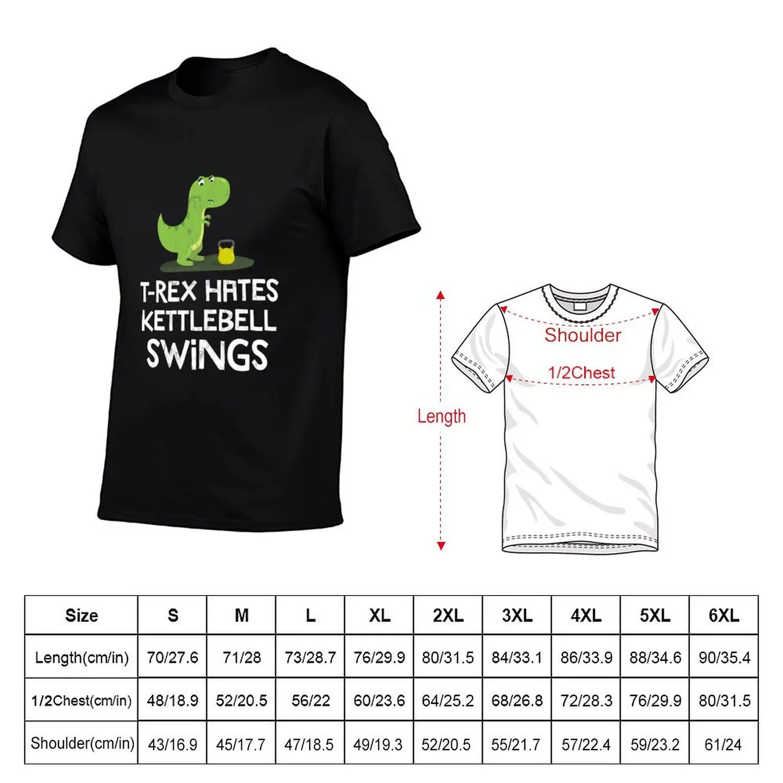Rex Hates Kettlebell Swings Funny Gym Dinosaur Design T-Shirt man tshirt black cotton t-shirt plain for man package T-Shirt