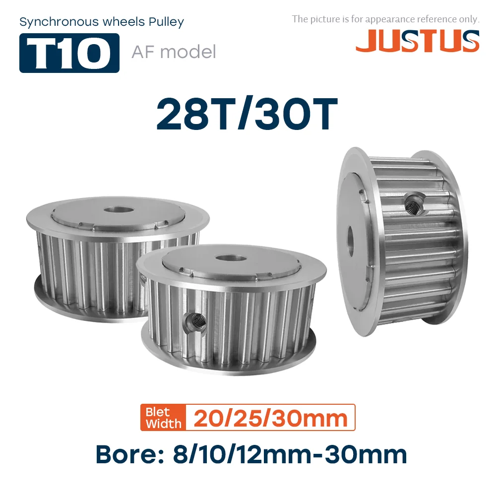 Koło synchroniczne T10 AF, otwór 8/10/12-30mm, 28/30 zębów, podziałka zęba paska rozrządu 10mm, szerokość 20/25/30mm, do T10
