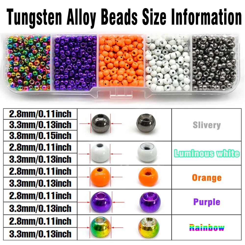 MNFT 10Pcs Tungsten Fly Tying Beads Head for Nymph Fishing Materials Increase Weight
