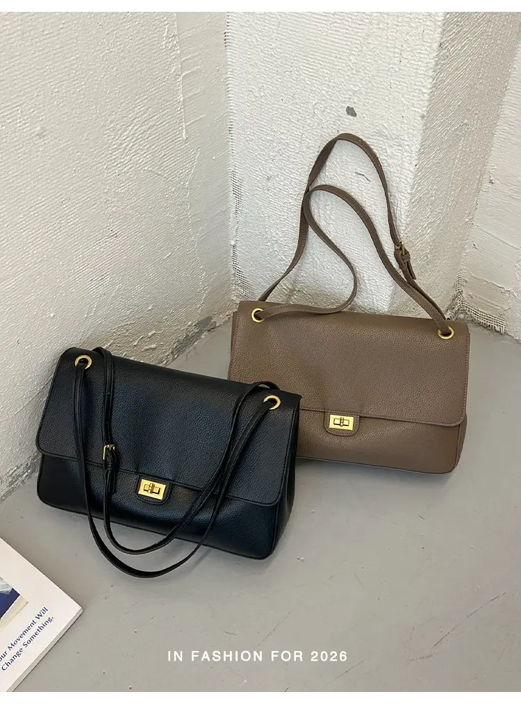 Bolso tipo cubo para mujer, diseño vertical de un solo asa, tapa abatible ancha, diseño sencillo y elegante, adecuado para adultos de 20 a 60 años.