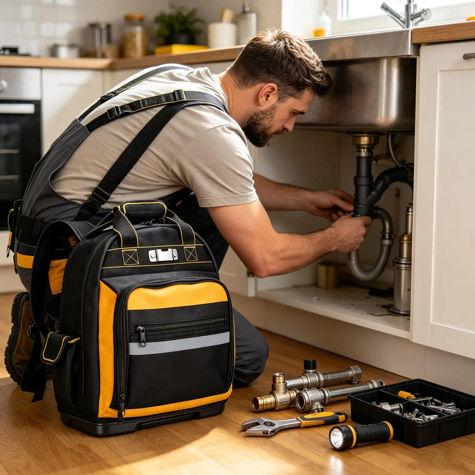 Tool Bags For Men Ergonomic Grip Waterproof Multi-Pocket Tote Tool Storage Bag Zipper Pouch For Electrician Mechanic Plumbing