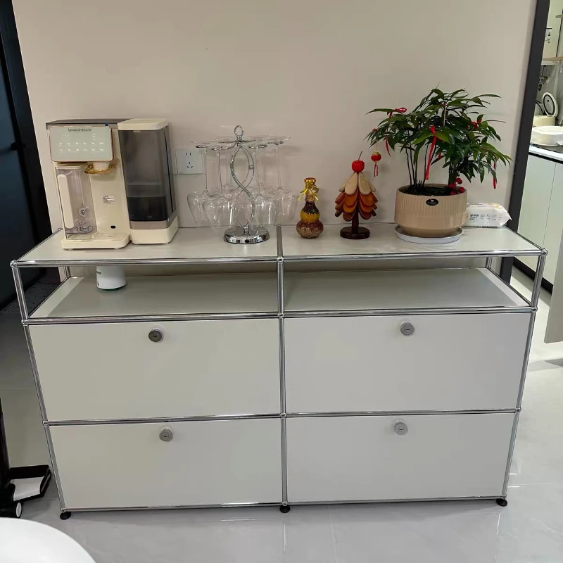 Modern Storage Cabinets Sideboard Modular Soild Wood Cabinet Stainless Steel Frame with Door for Living Room Bedroom Customized
