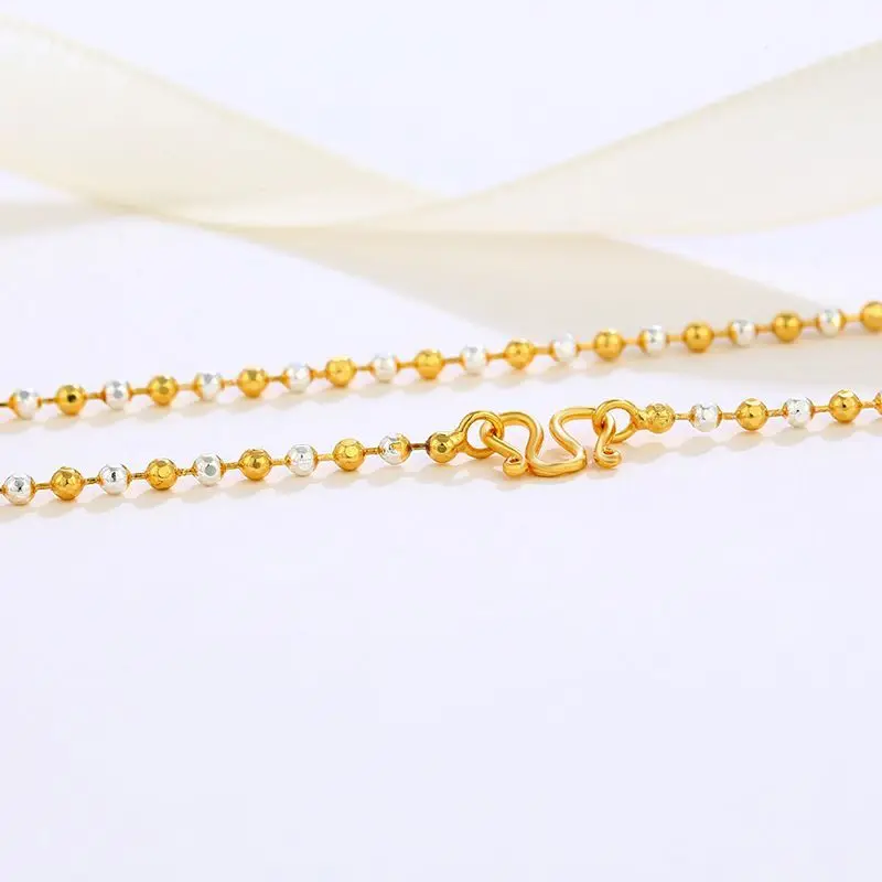 XP مجوهرات-( 45 سنتيمتر * 2 مللي متر) مزيج 2 الذهب اللون الخرز سلسلة القلائد للنساء الرجال مجوهرات الأزياء النيكل الحرة