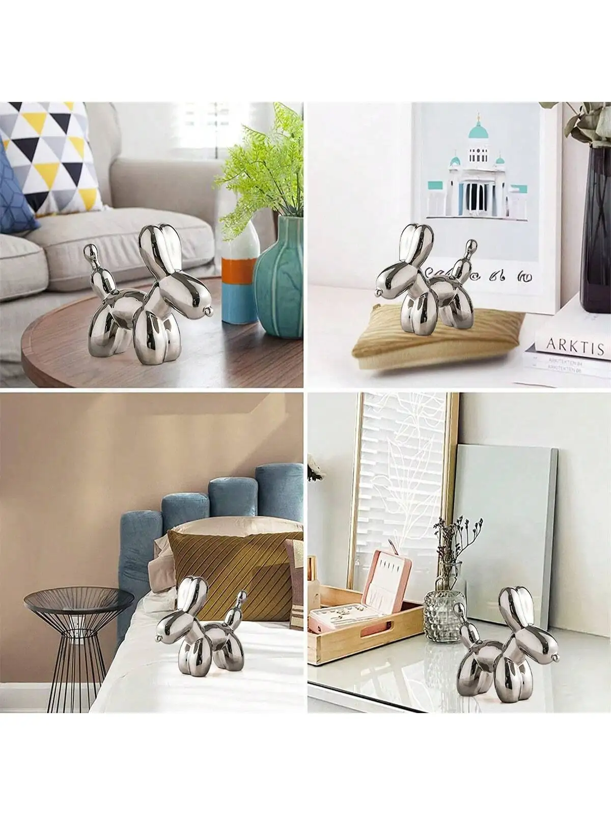 1pc Balloon Dog Statue Decoration, Cute Animal Figurine Artwork For Living Room Tabletop Ornament, Handmade Modern Small Animal