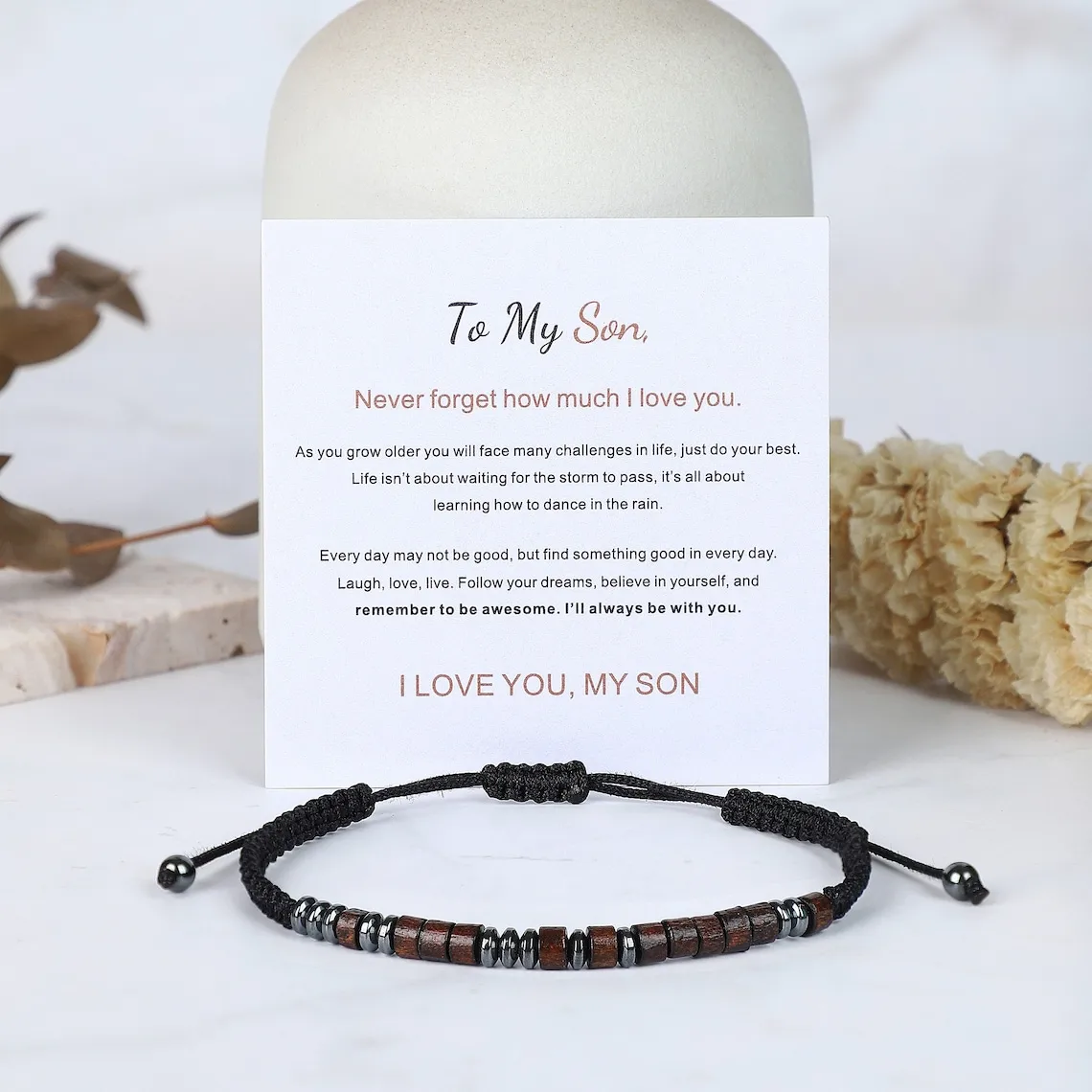 To My Son I Love You Morse Code Bracelet With Card Adjustable Message Bracelets Son Gift from Mom Dad Birthday Chrismas Gift