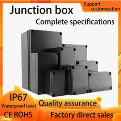IP67 Waterproof Black Flame Retardant Junction Box ABS Plastic Outdoor Electronic Project Enclosure Screw Cable Housing