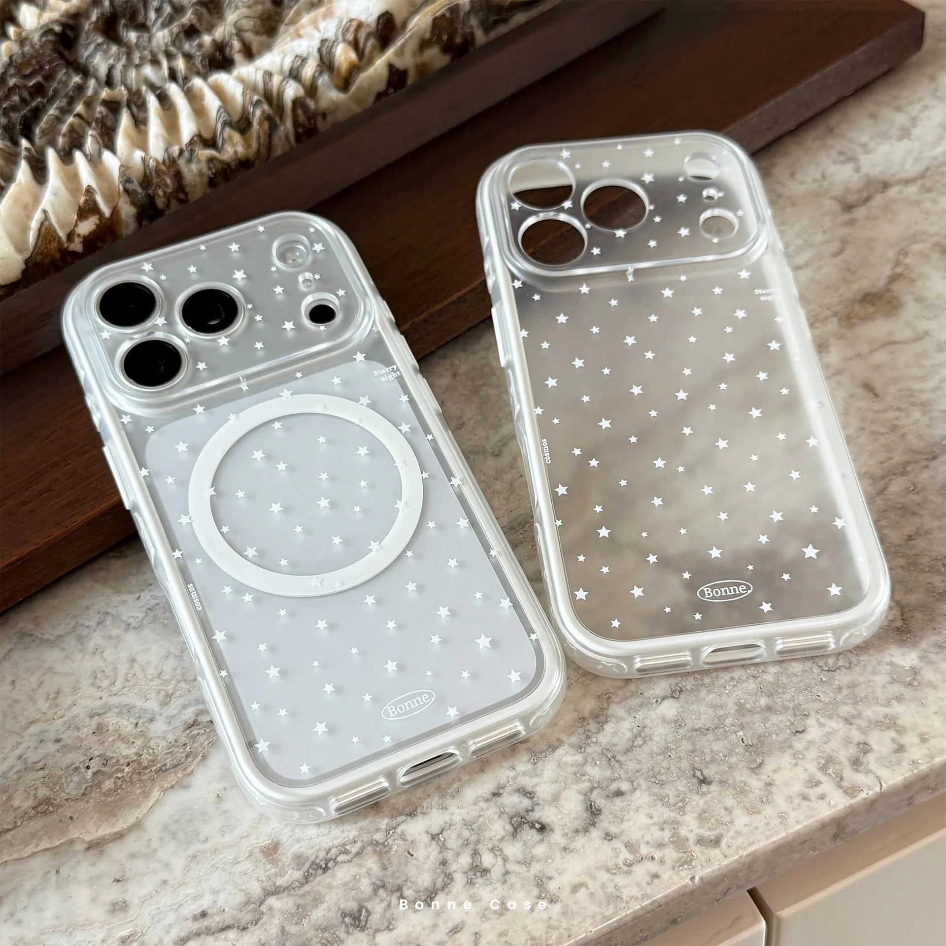 Coque de téléphone magnétique à motif d’étoiles blanches sur toute la surface, style coréen, pour iPhone 18, 17, 15, 16 Pro Max, transparente, résistante aux chocs, coque souple de protection.