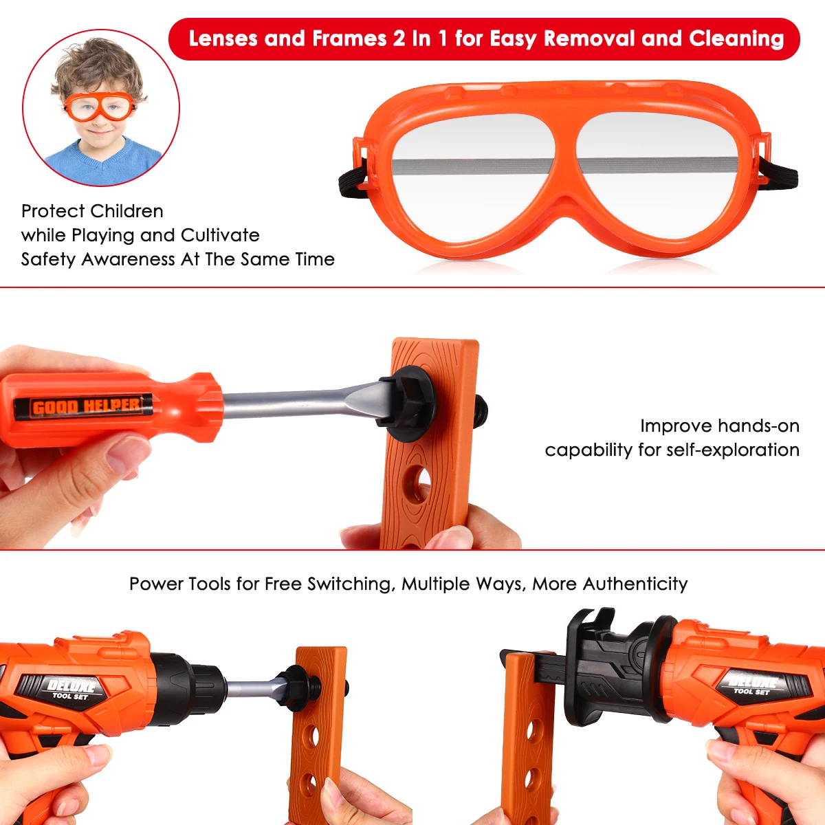 

Children Toolbox Kids Pretend Playset Repair Tools for Boys Hand Eye Coordination Toy Set Plastic Storage Box Included