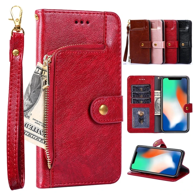 Flip Zipper Wallet Leather Phone Case For Samsung Galaxy S5 S6 S7 Edge S22 Plus S20 S21 Ultra FE Lite S10 4G 5G S8 S9 S10E Cover