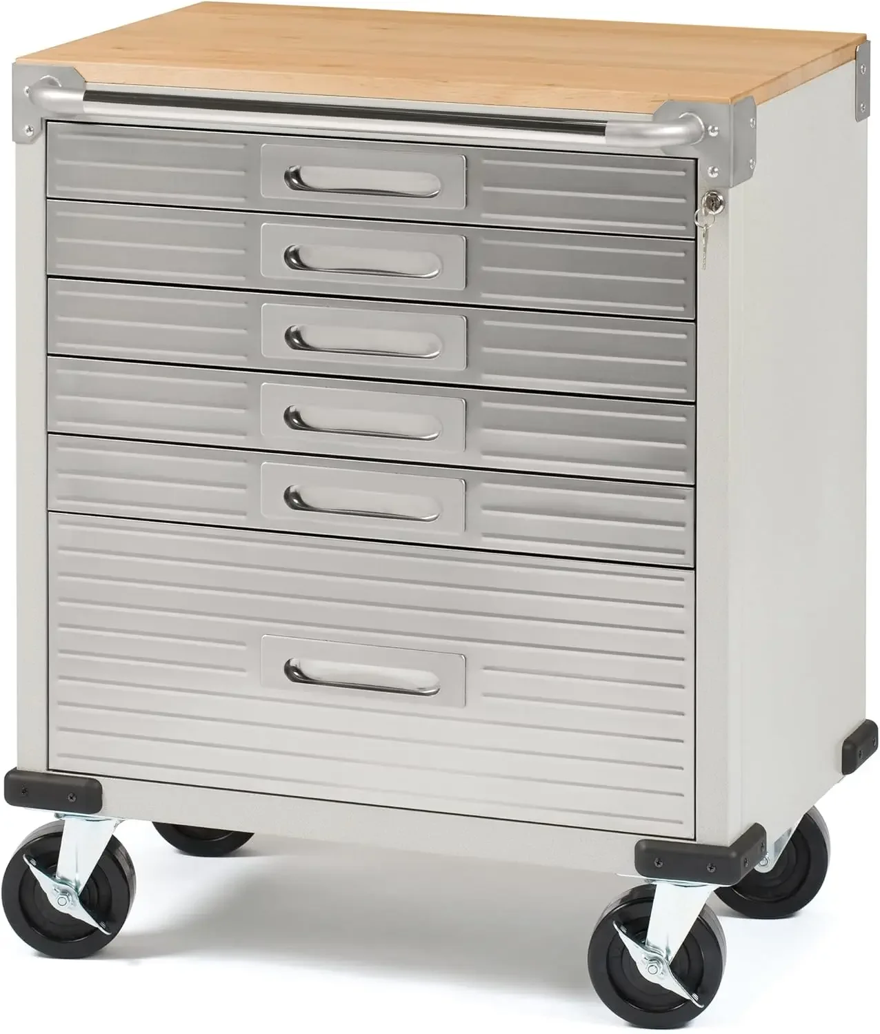 Seville คลาสสิก UltraHD Heavy Duty Rolling Cabinet Workbench ตาราง W/ไม้เนื้อแข็ง Top Workstation โรงรถ Office Workshop 6 ลิ้นชัก