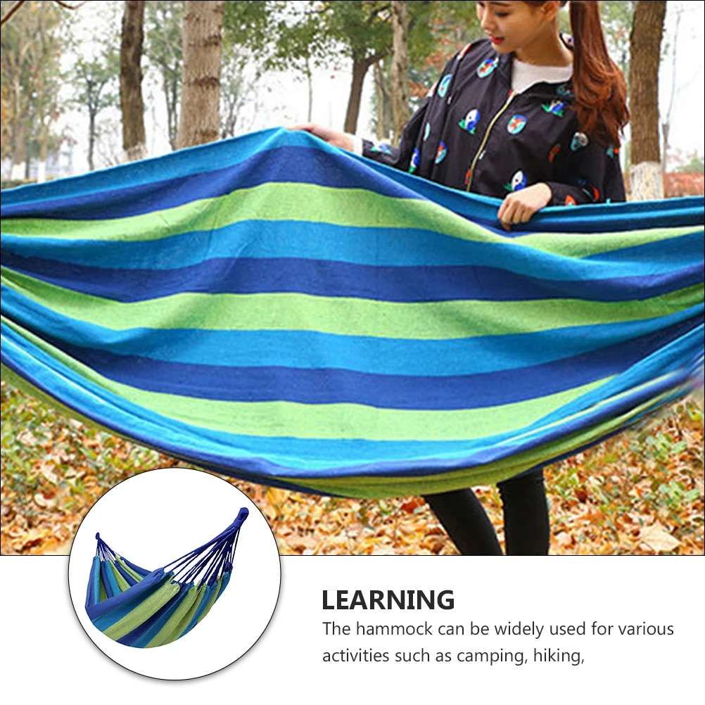 

Thick Canvas Hammock Lightweight Portable Double Camping Travel Swing Garden Outdoor Use Backyard Balcony Indoors