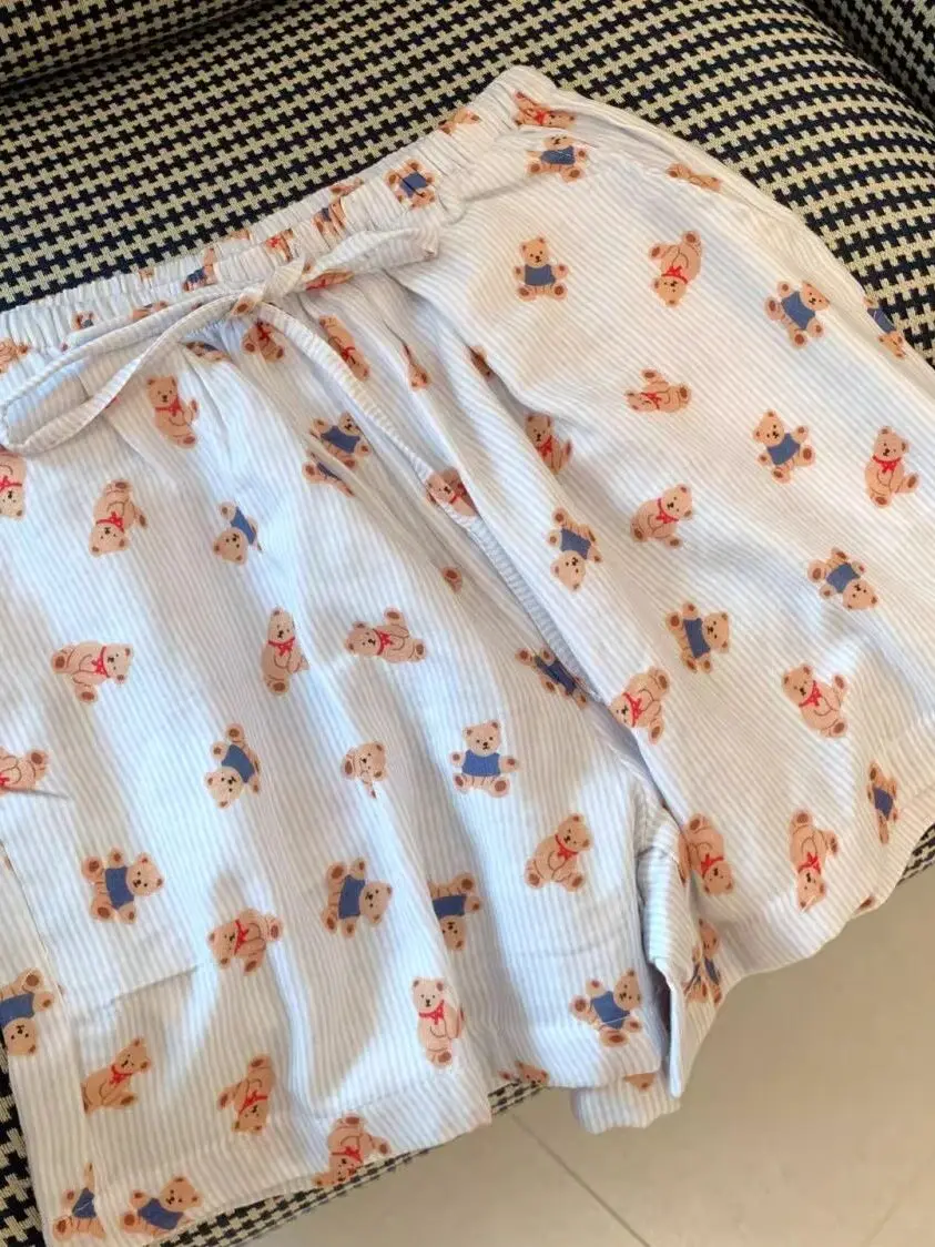 

plus Size 300 Pounds Cute Cartoon Print Sleepwear Loose Comfortable Casual Walking Home Wide Leg Pants for Young Women