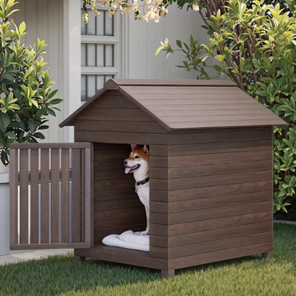 aWooden Solid Eco-friendly Dog Kennel Outdoor Indoor All Seasons Universal Pet House Sunscreen Warm Large Dog