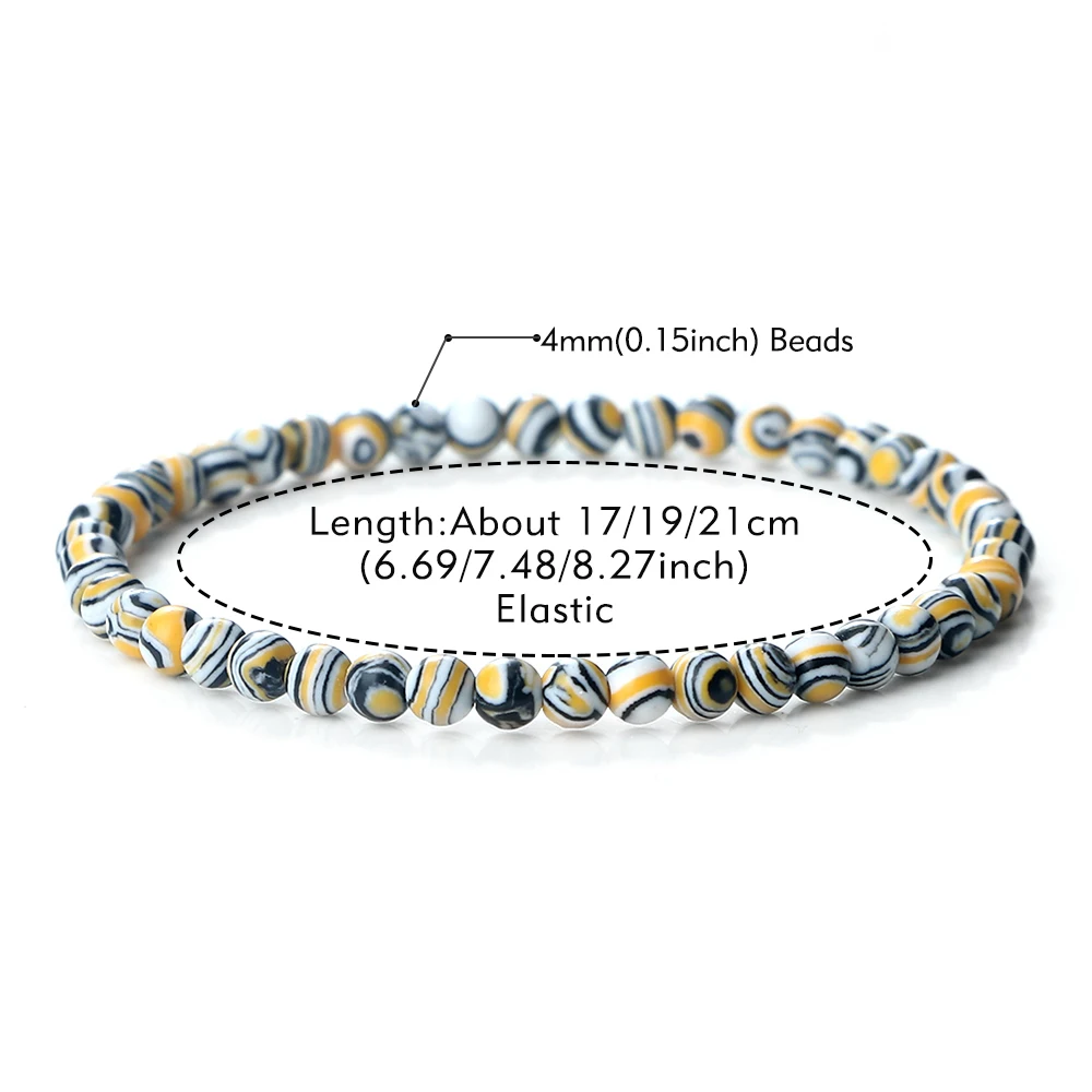 Mini 4mm Natural Stone Round Beads Bracelet for Women Charm Green Blue Malachite Bangles Fashion Elastic Bangles Friendship Gift
