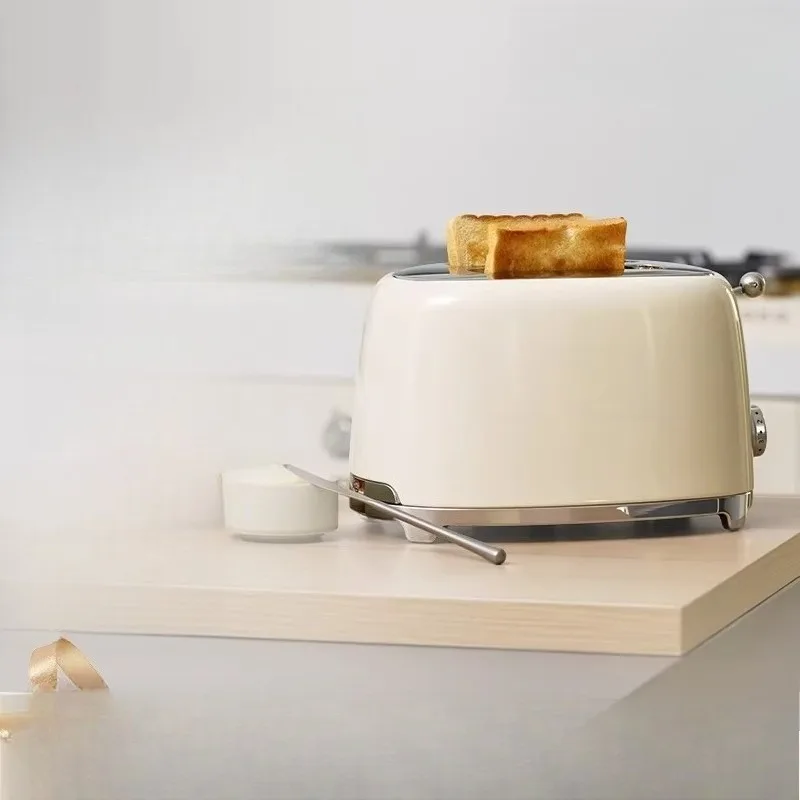 2-Slice Toaster Stainless Steel Italian Retro Design Kitchen Appliance Bread Toast Maker